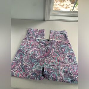 Talbots Paisley Print Pink & Teal Perfect Crop